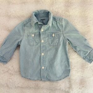 OshKosh B'gosh Blue Denim long sleeve button up for boy or a girl 12 months